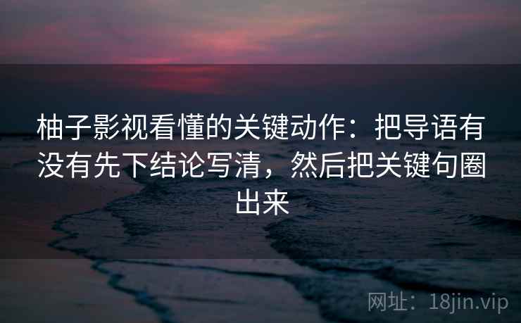 柚子影视看懂的关键动作：把导语有没有先下结论写清，然后把关键句圈出来